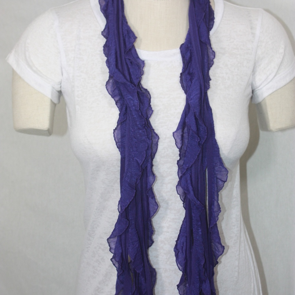 Purple Solid & Patterned Scarf Accessory - Picture 8 of 8